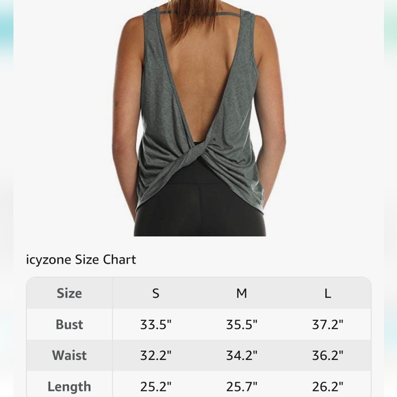 Icyzone Charcoal Gray Twist Backless Athletic Work Out Tank Top Womens Medium - Picture 7 of 10